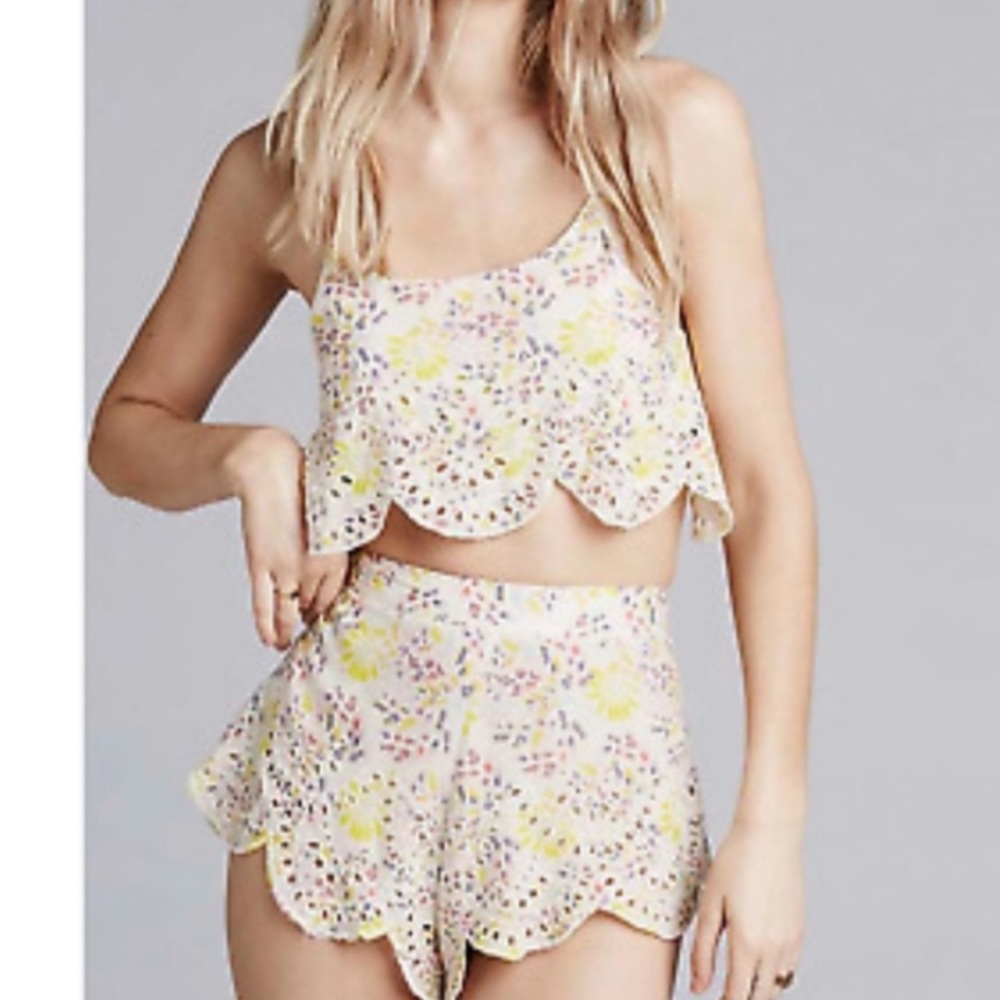 NWT Intimately Free People So Much Fun Top Back Crop Top Boho Eyelet Shi…